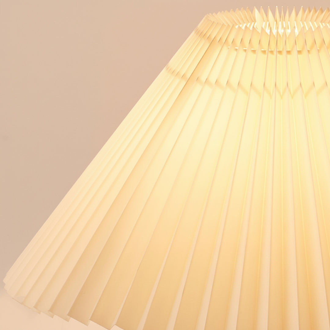 Pleated Table Lamp – Wooden Japanese Style