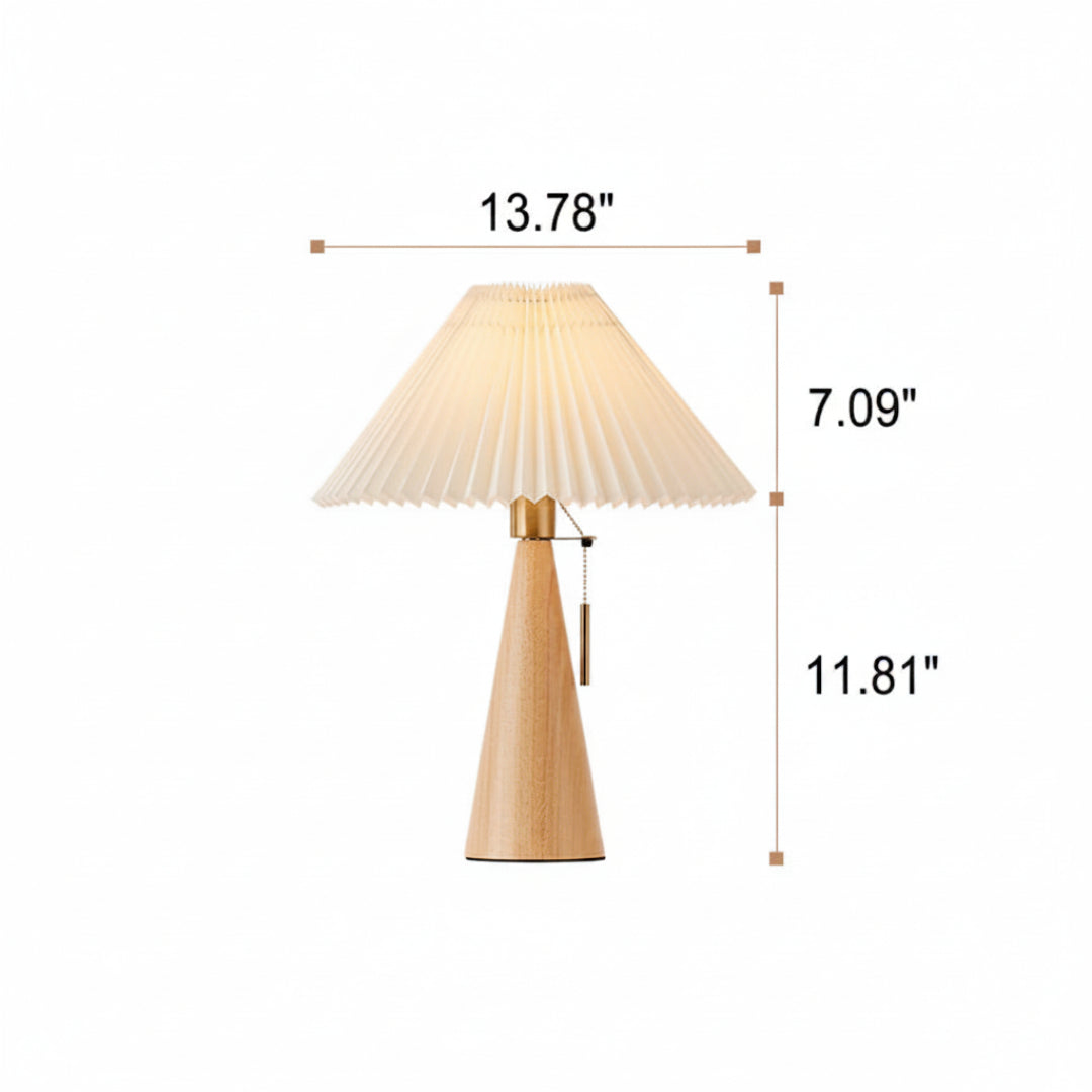 Pleated Table Lamp – Wooden Japanese Style