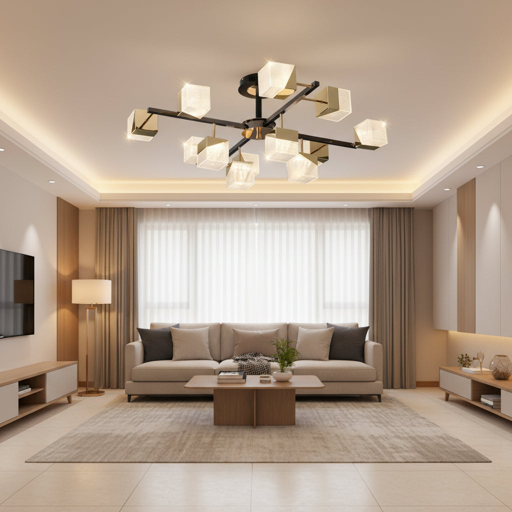 Cube LED Chandelier – Modern Acrylic Design