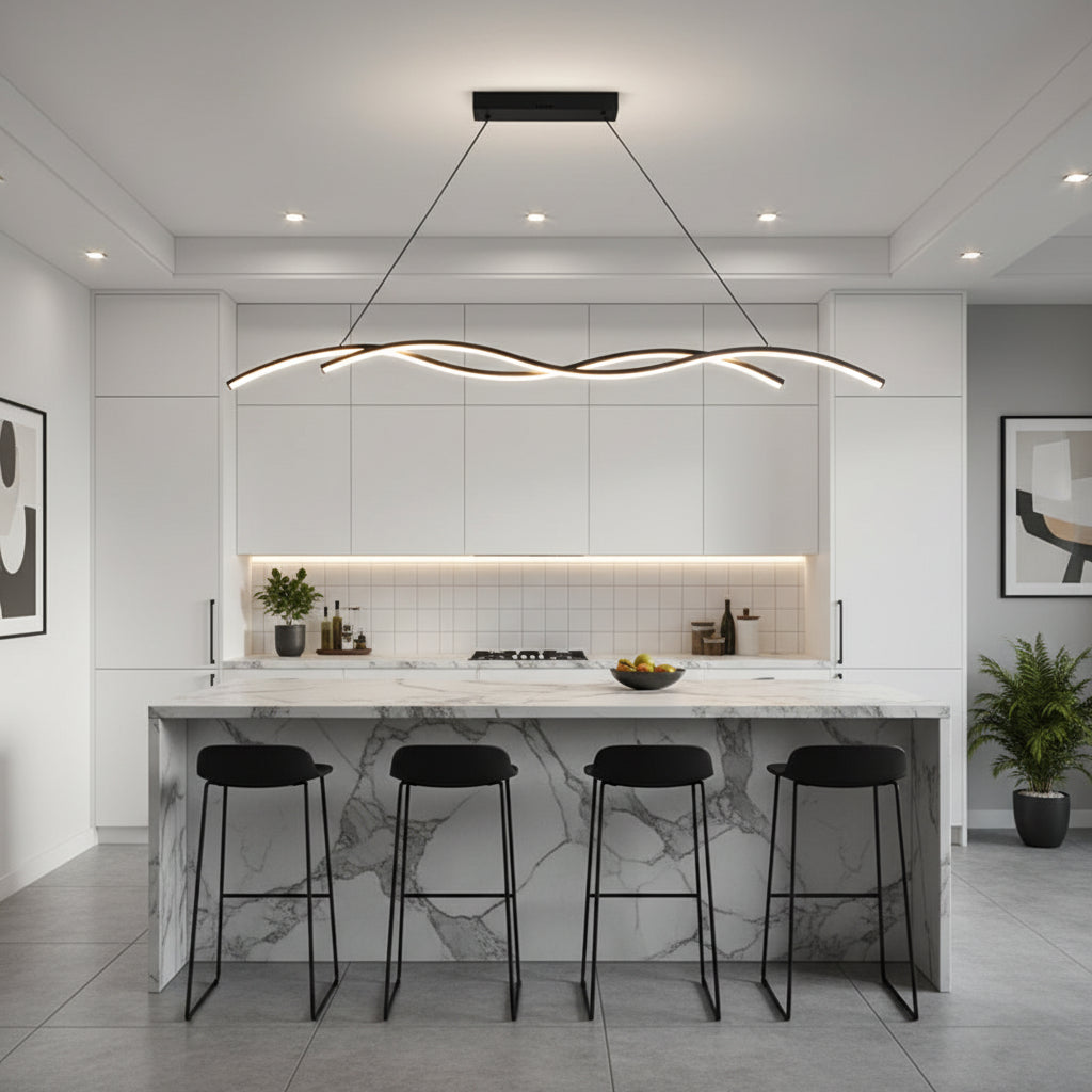 Twirl Black Opal Modern Wavy Pendant Light