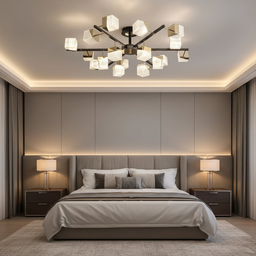 Cube LED Chandelier – Modern Acrylic Design