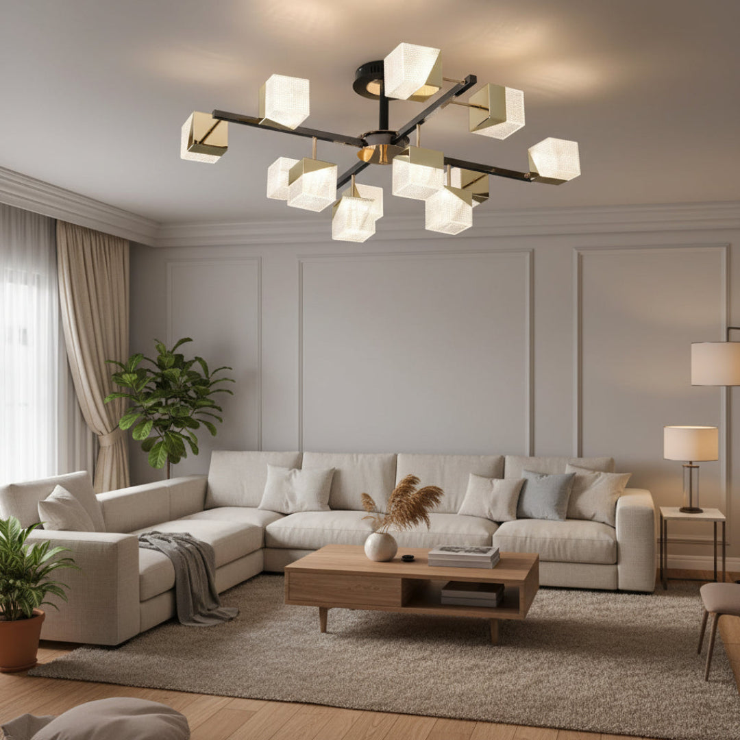Cube LED Chandelier – Modern Acrylic Design