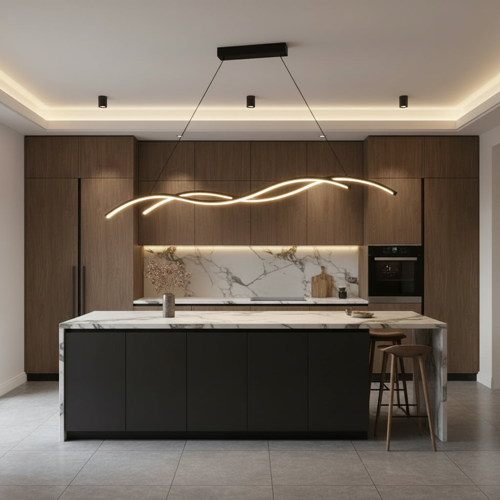 Twirl Black Opal Modern Wavy Pendant Light