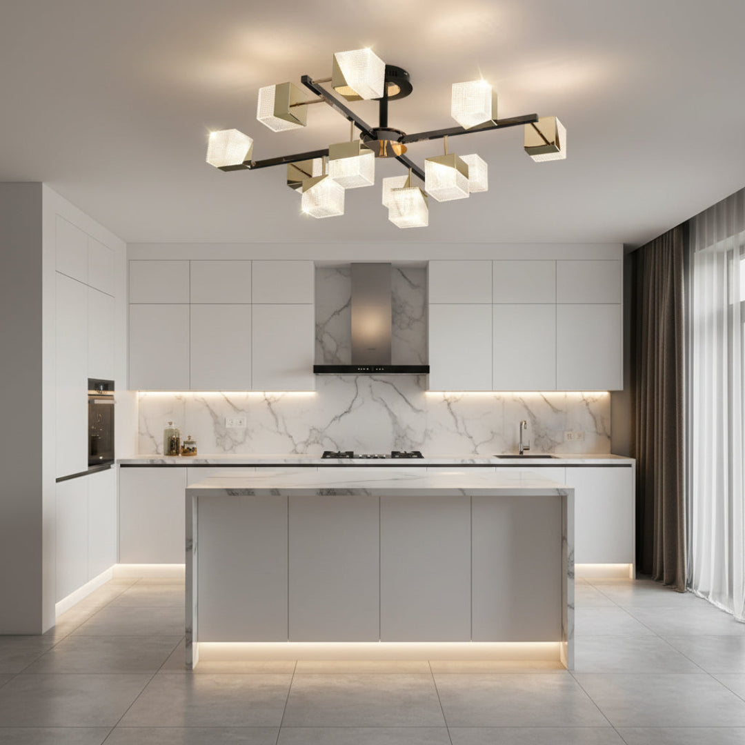 Cube LED Chandelier – Modern Acrylic Design
