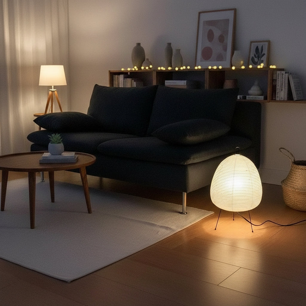 Japandi Rice Paper Floor Lamp – Minimalist Nordic Standing Lamp for Bedroom