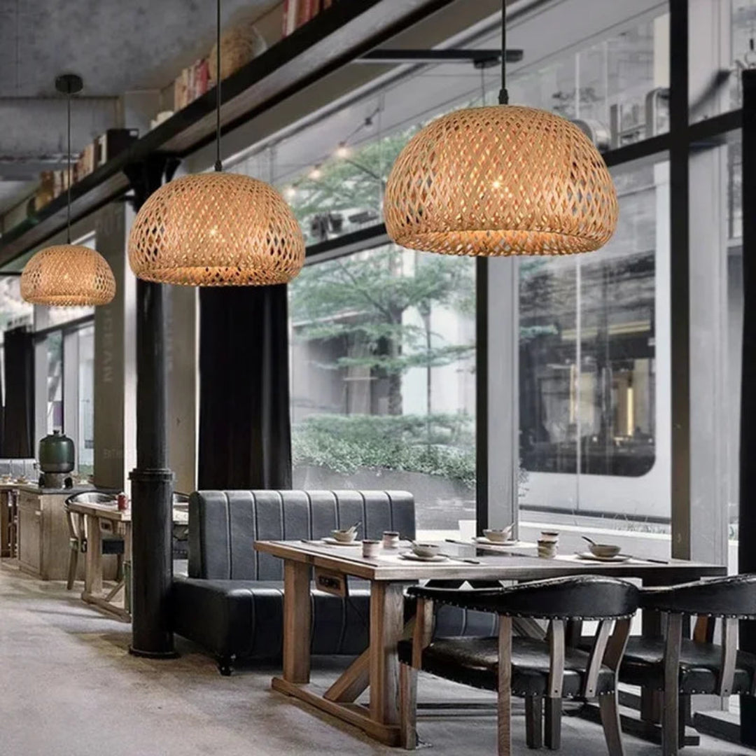 Woven Bamboo Pendant Light – Natural Rattan Shade