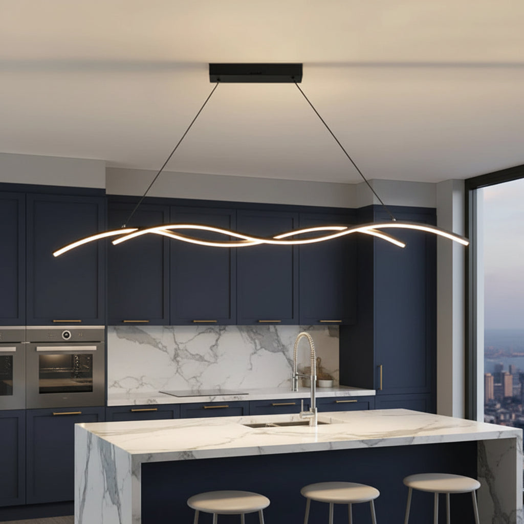 Twirl Black Opal Modern Wavy Pendant Light