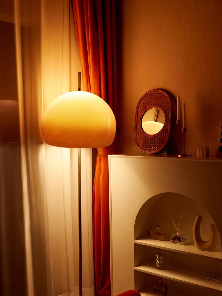French Cream Retro Lamp – Glass Vertical Ambient Desk Light for Living Room & Bedroom