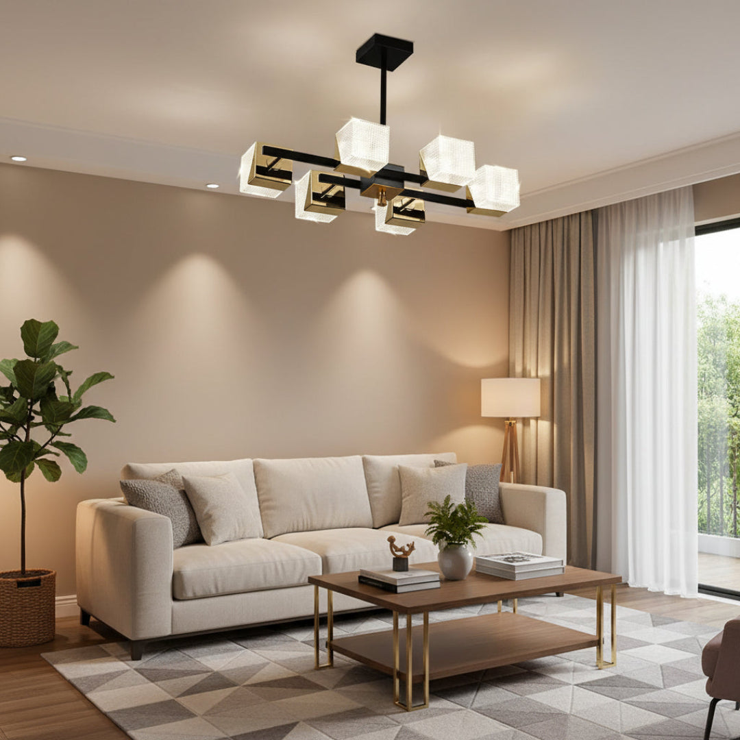 Cube LED Chandelier – Modern Acrylic Design