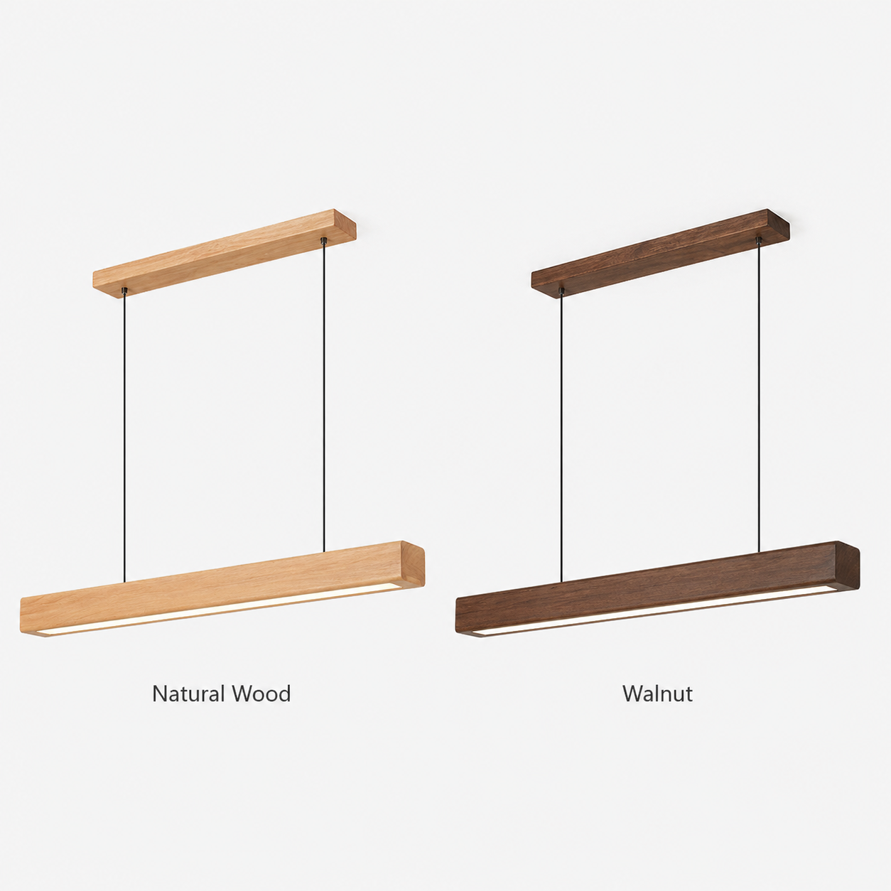 Wooden Linear Pendant Light – Dimmable LED