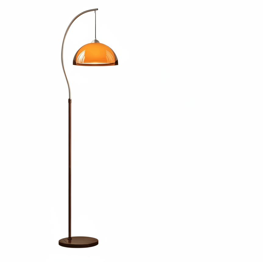 Double Shade Mushroom Arc Floor Lamp with Optional Table