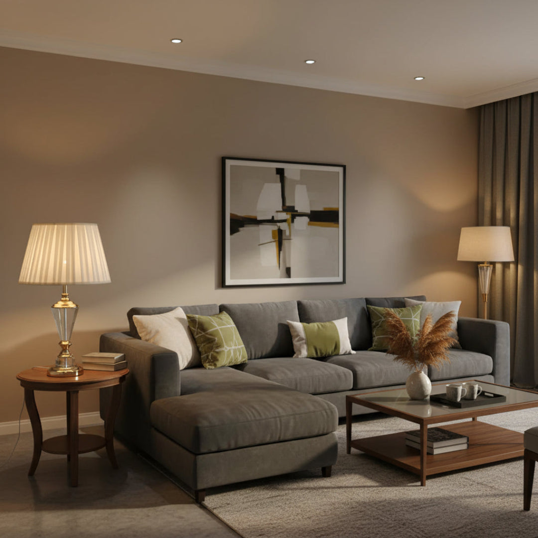 Classic Crystal Table Lamp – Fabric Shade Light