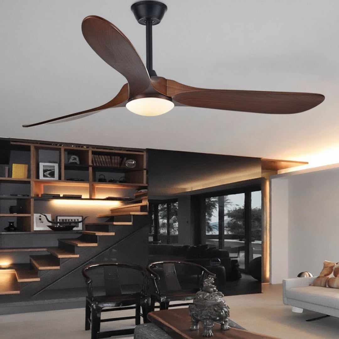 Wooden Ceiling Fan with Light – Reversible Motor