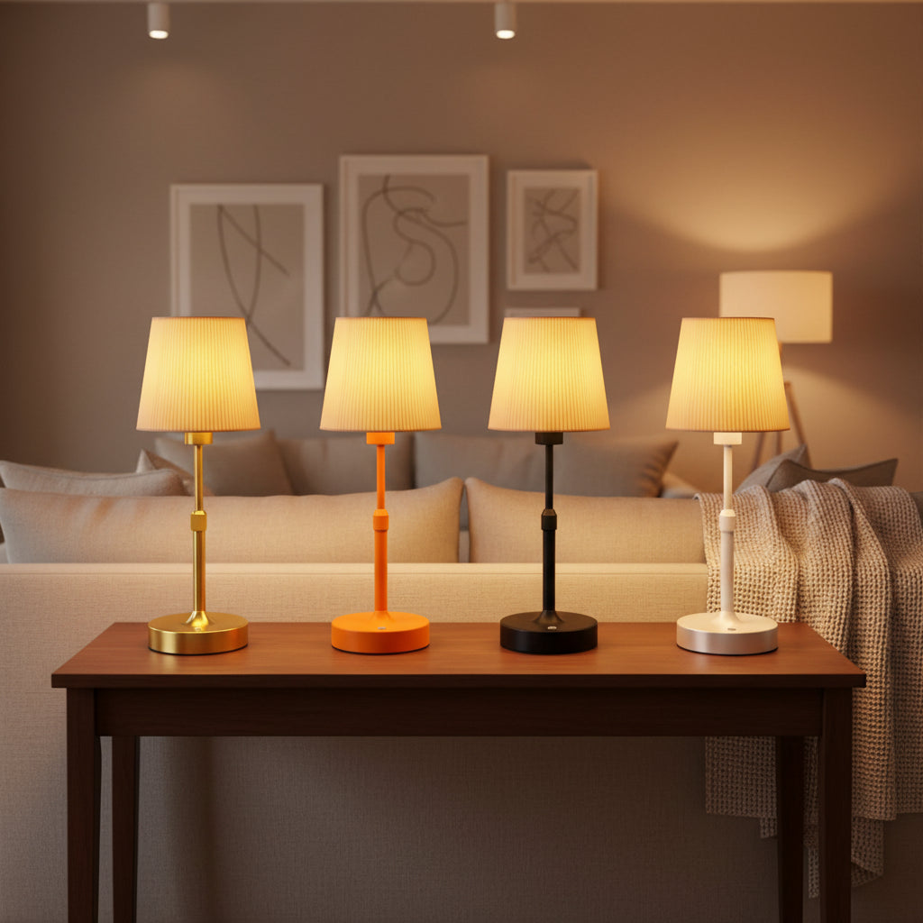 Fabric Rechargeable Touch Table Lamp – E12 Bulb Bedside Desk Light 2700K