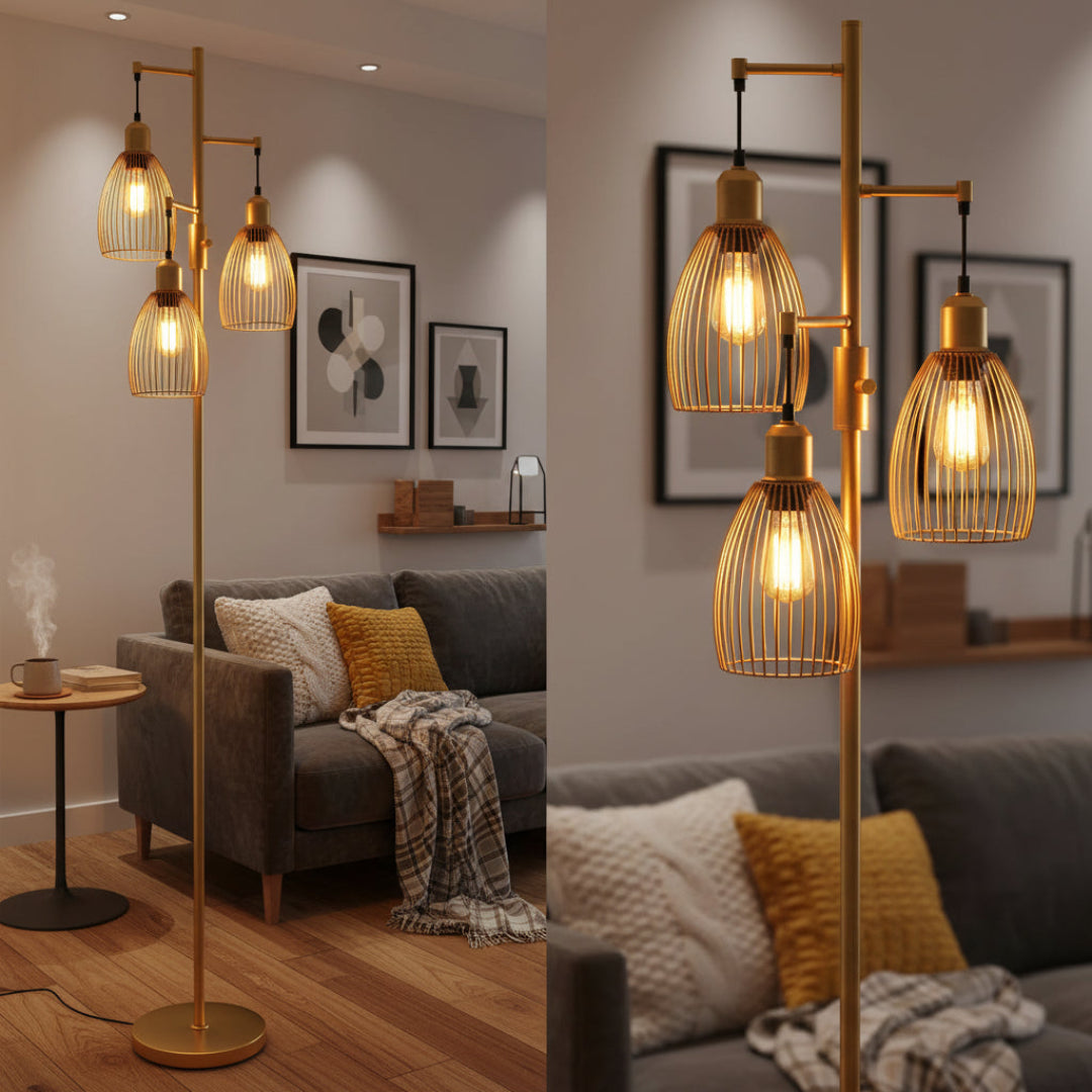 Retro Floor Lamp – Dimmable Standing Light for Living Room & Bedroom