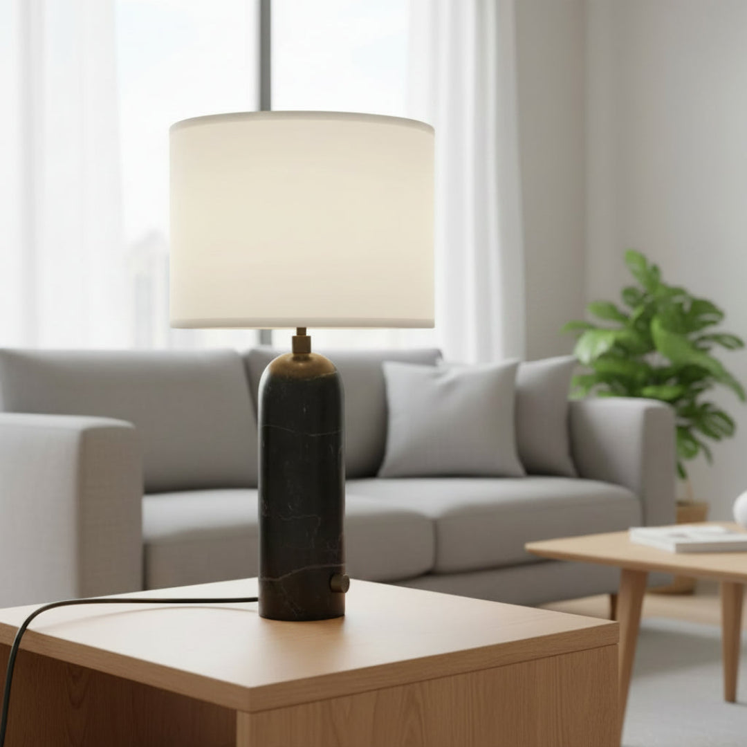 Nordic Marble Table Lamp – Minimalist Bedside & Reading Light for Bedroom & Hotel Decor