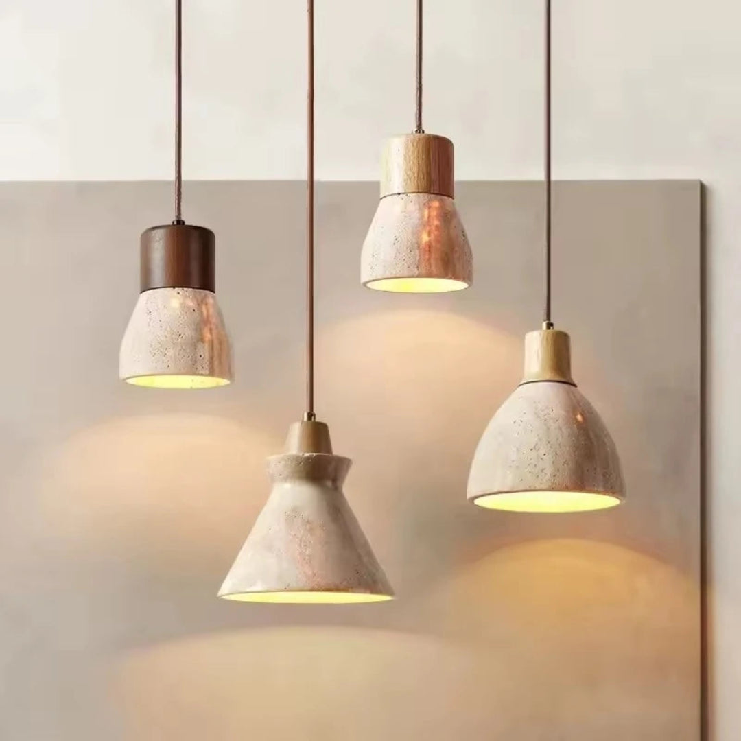 Natural Stone Pendant Light – Warm LED Glow