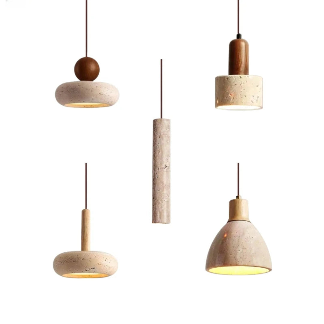 Natural Stone Pendant Light – Warm LED Glow