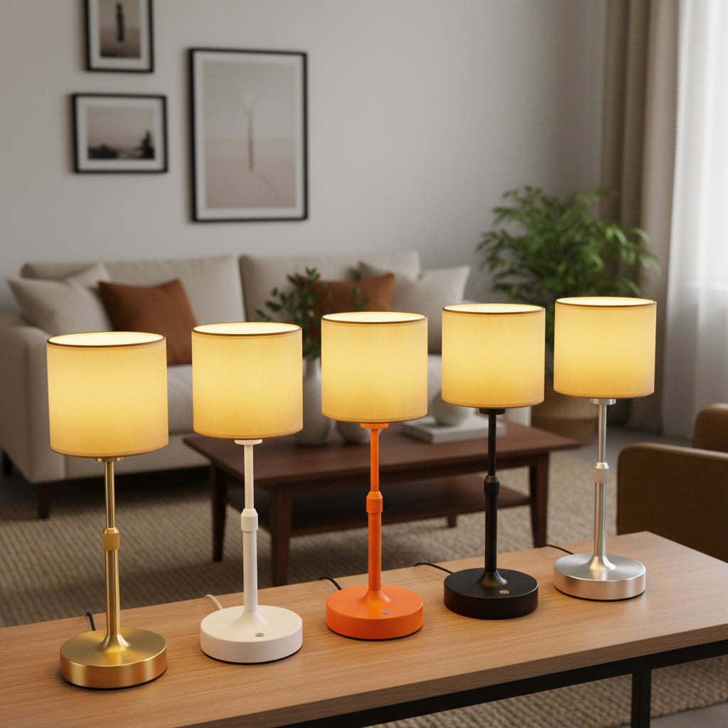 Fabric Rechargeable Touch Table Lamp – E12 Bulb Bedside Desk Light 2700K
