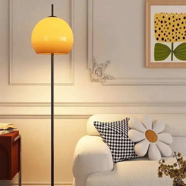 French Cream Retro Lamp – Glass Vertical Ambient Desk Light for Living Room & Bedroom