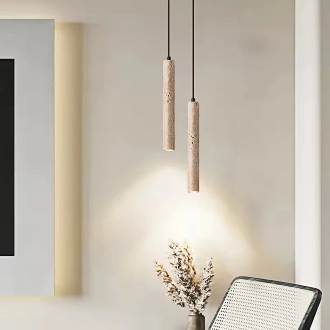 Natural Stone Pendant Light – Warm LED Glow