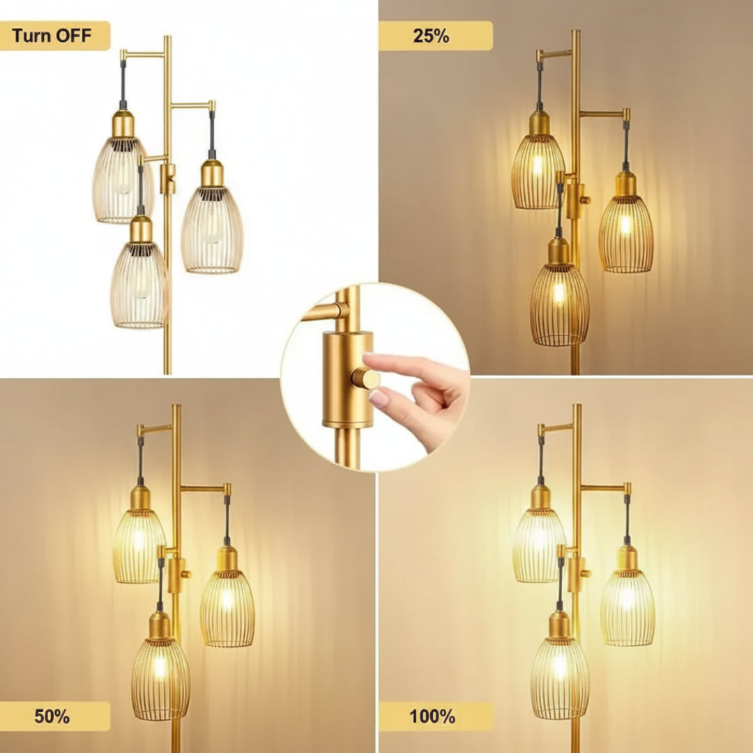 Retro Floor Lamp – Dimmable Standing Light for Living Room & Bedroom