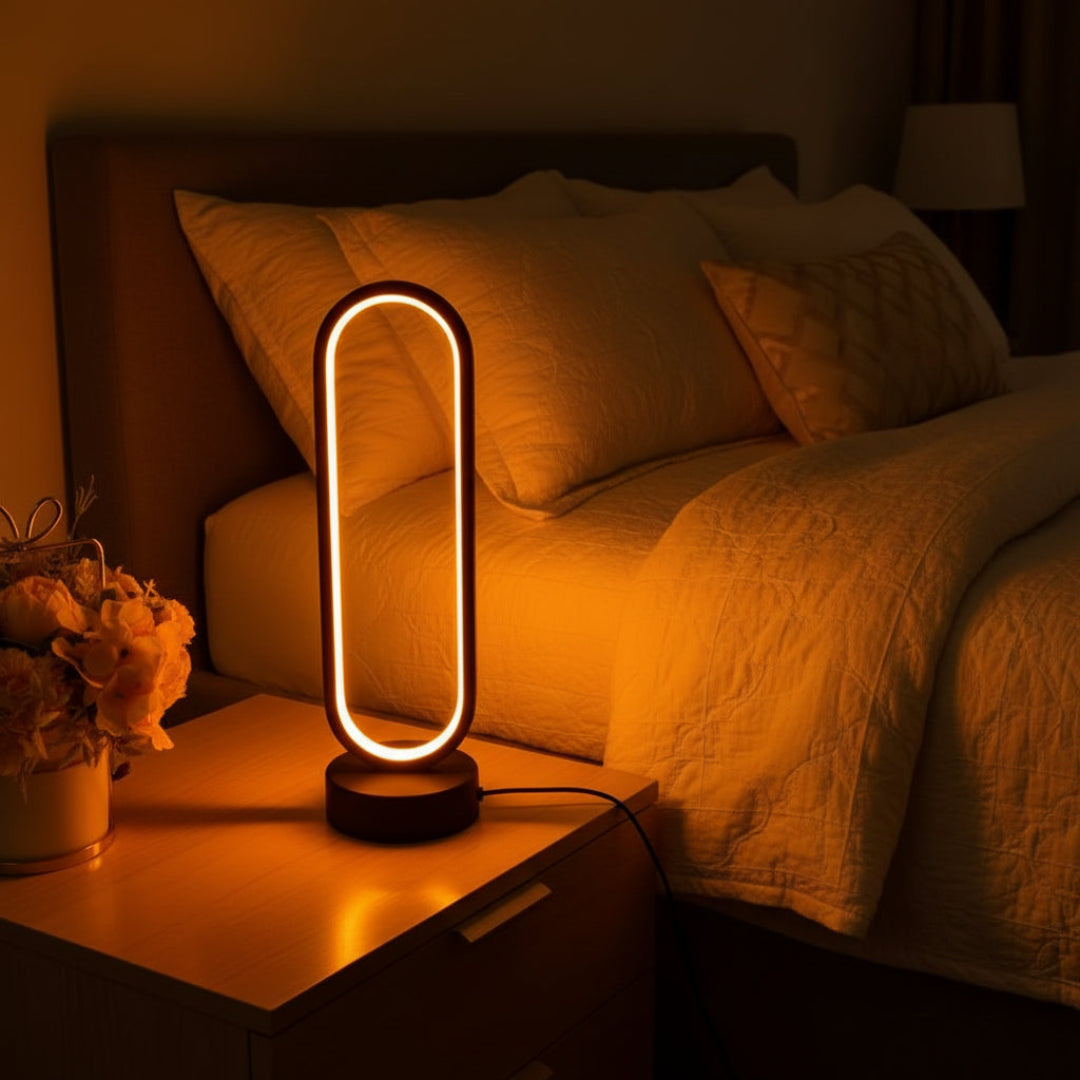 Modern Ring Bedside Lamp – Three-Color LED Light