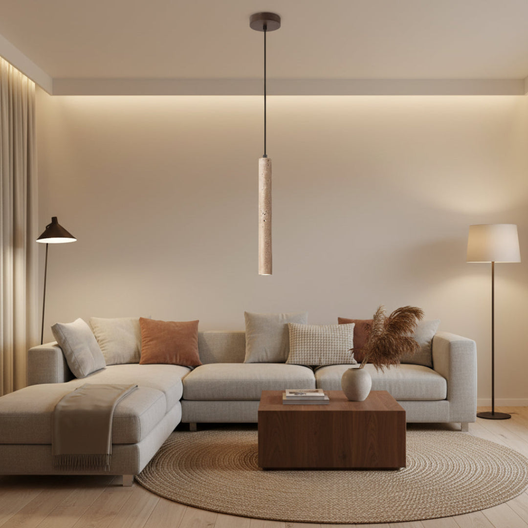 Natural Stone Pendant Light – Warm LED Glow