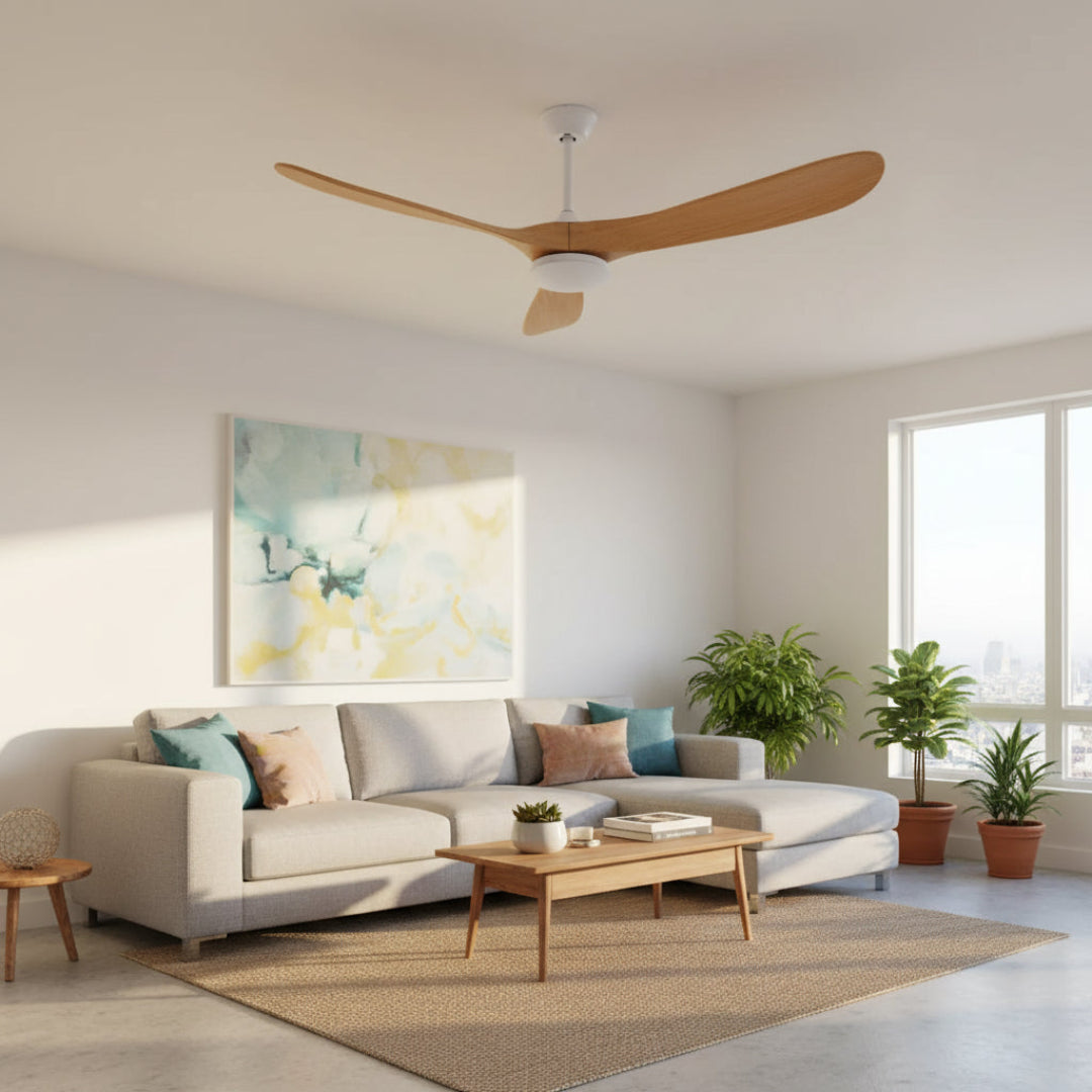 Wooden Ceiling Fan with Light – Reversible Motor