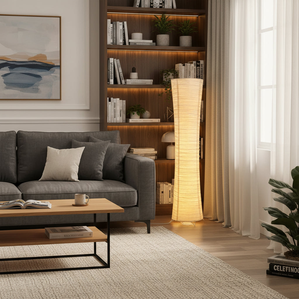 Modern Paper Floor Lamp – 3 Color LED Adjustable Corner Light