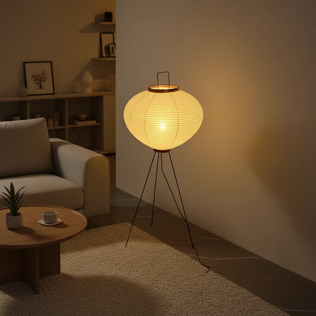 Japandi Rice Paper Floor Lamp – Minimalist Nordic Standing Lamp for Bedroom