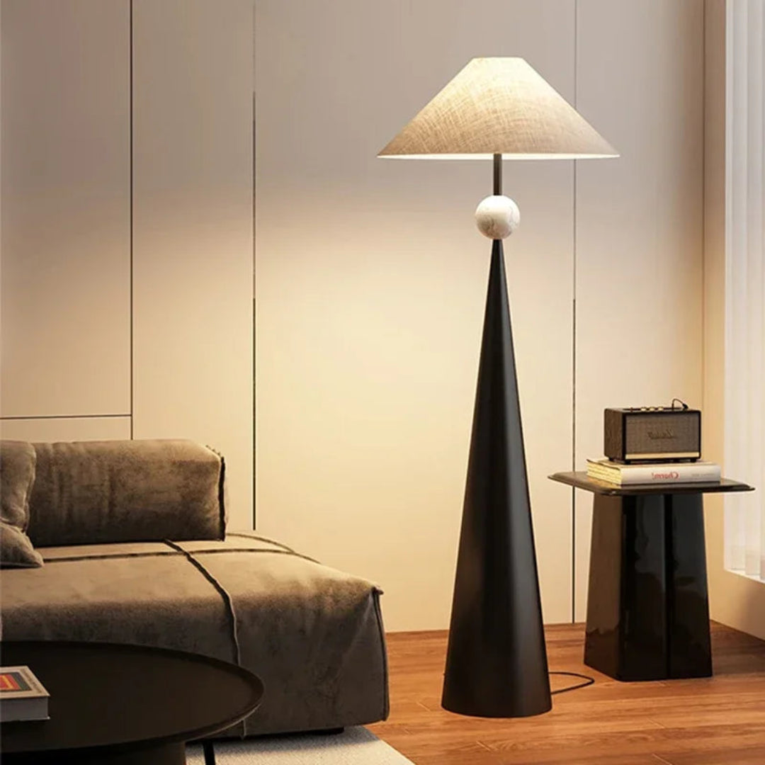 Wabi-Sabi Floor Lamp – Fabric Shade Minimal Design