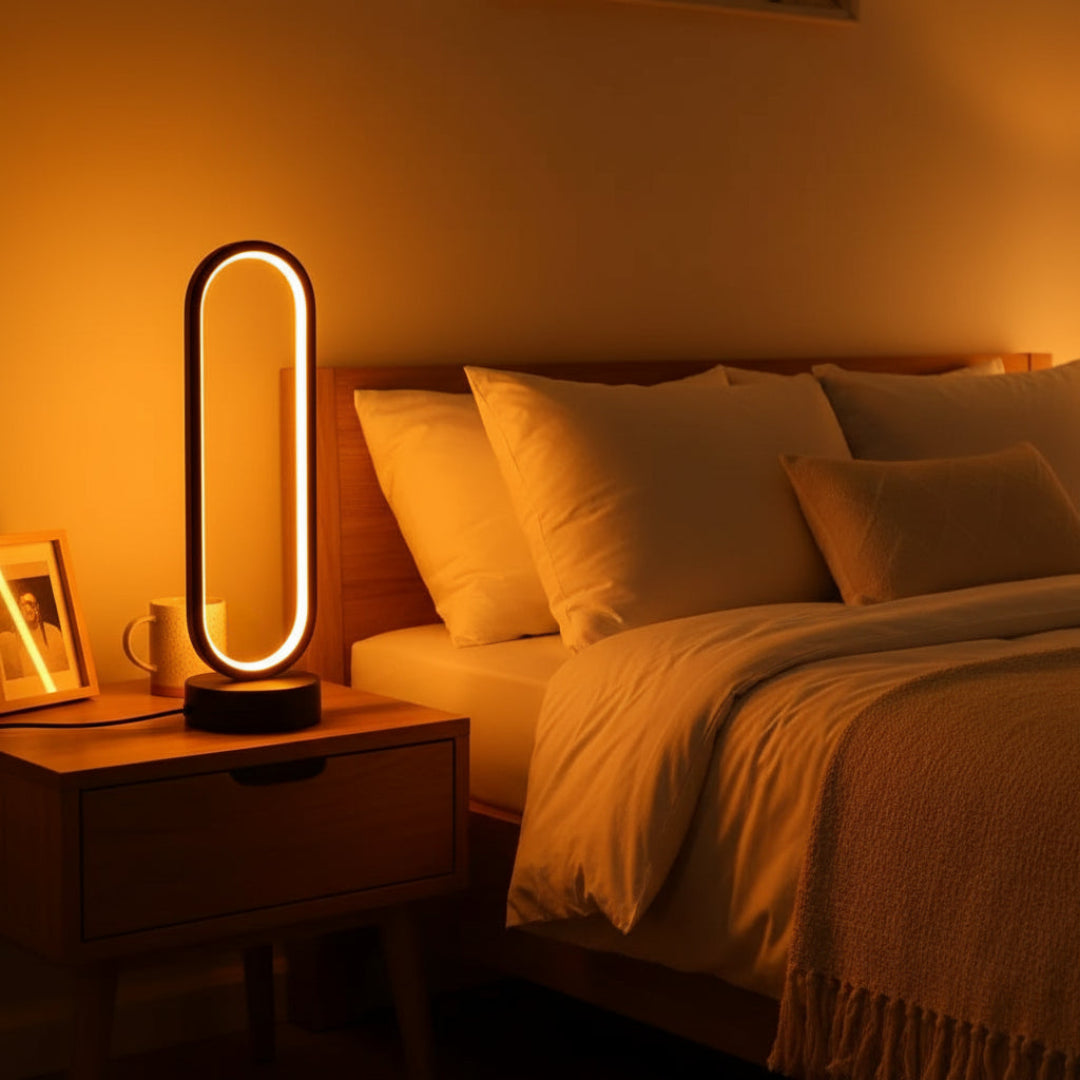 Modern Ring Bedside Lamp – Three-Color LED Light