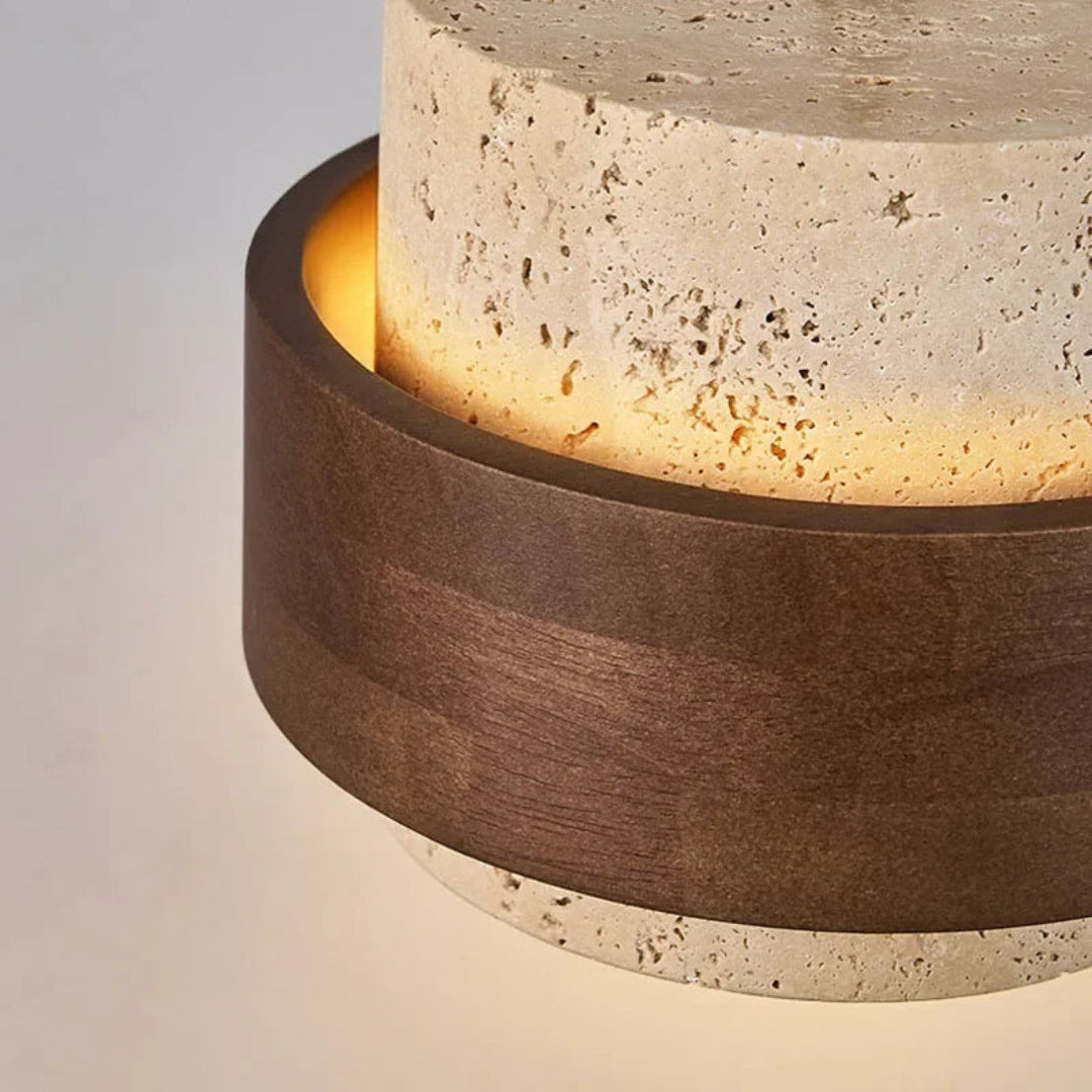 Wood & Stone Pendant Light – Adjustable LED