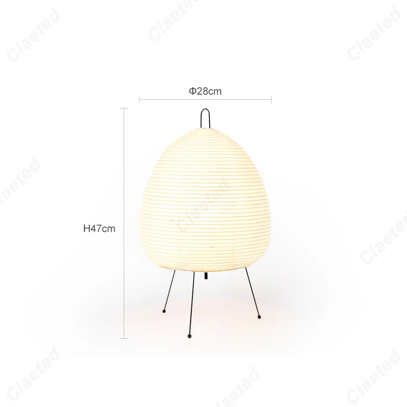 Japanese Rice Paper Table Lamp – Tripod LED Lantern for Bedroom & Living Room