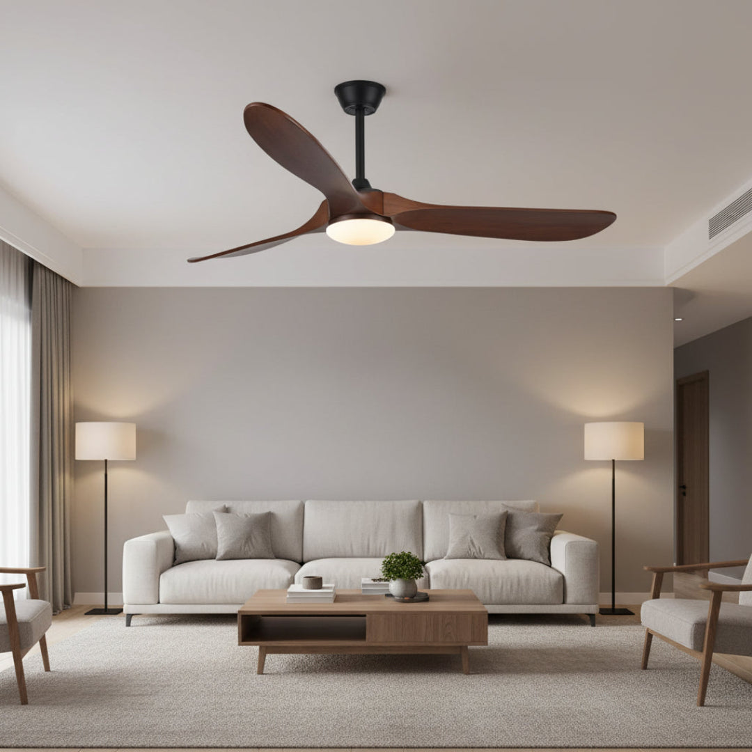 Wooden Ceiling Fan with Light – Reversible Motor