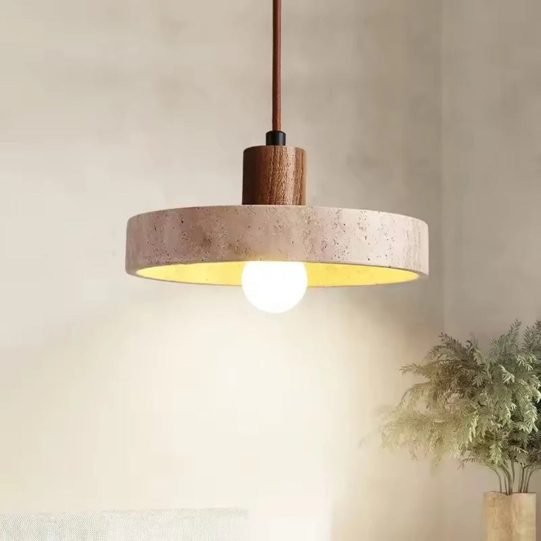 Natural Stone Pendant Light – Warm LED Glow