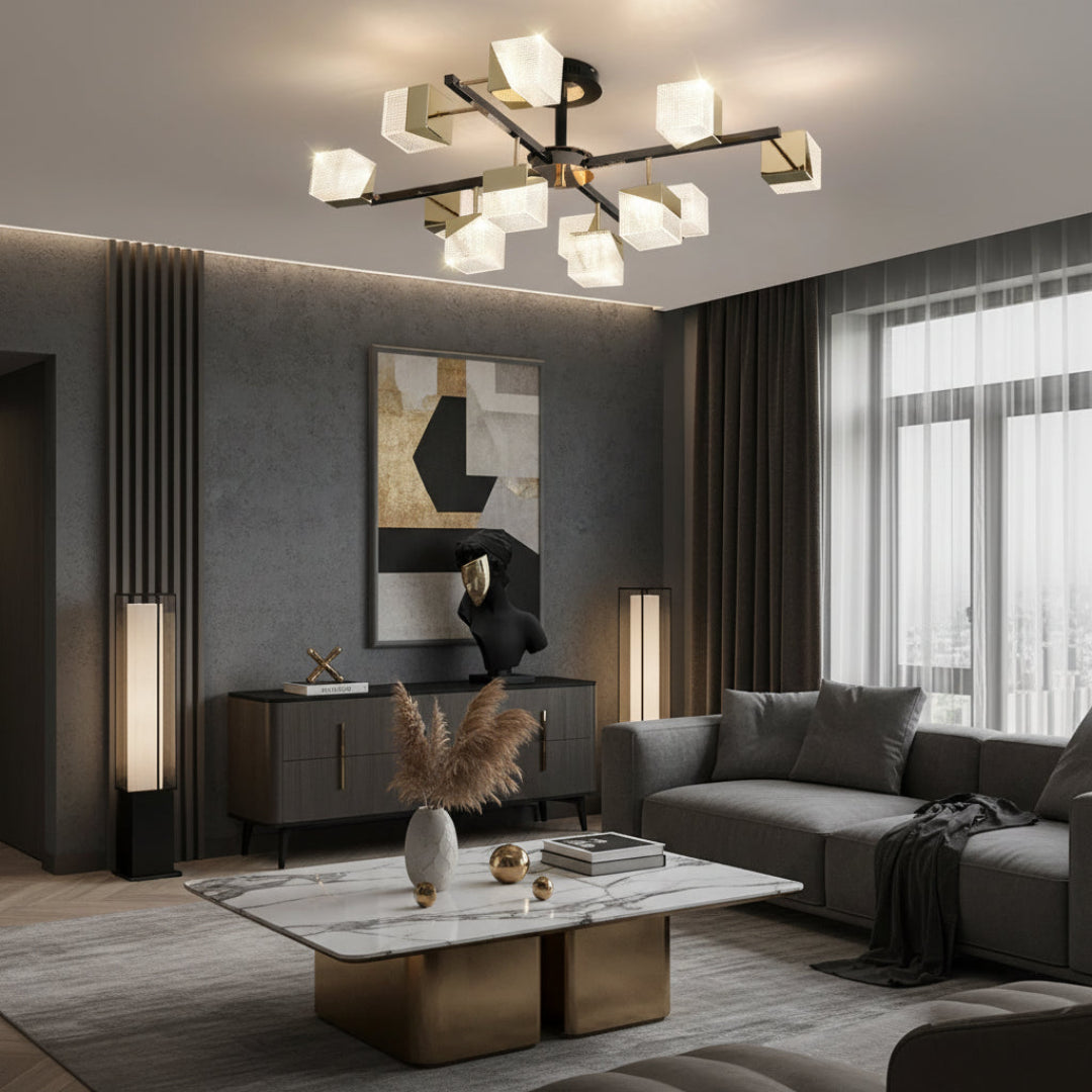 Cube LED Chandelier – Modern Acrylic Design