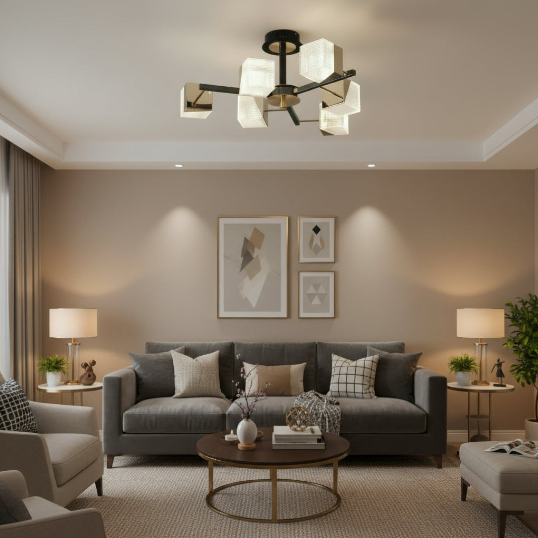 Cube LED Chandelier – Modern Acrylic Design