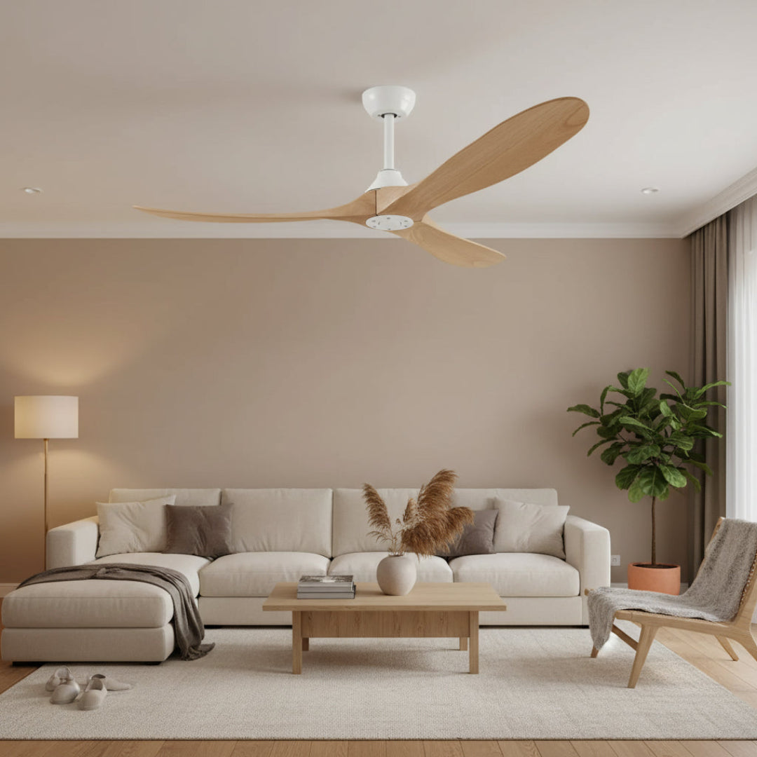 Wooden Ceiling Fan with Light – Reversible Motor