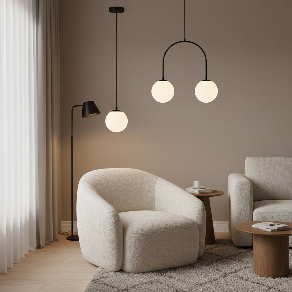 Glass LED Pendant Light – Modern Dining Room Hanging Lamp