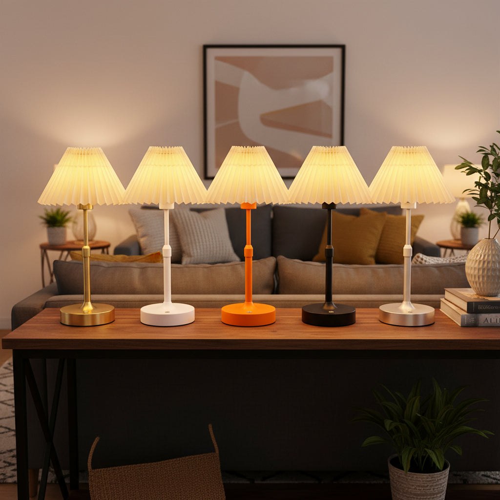 Fabric Rechargeable Touch Table Lamp – E12 Bulb Bedside Desk Light 2700K