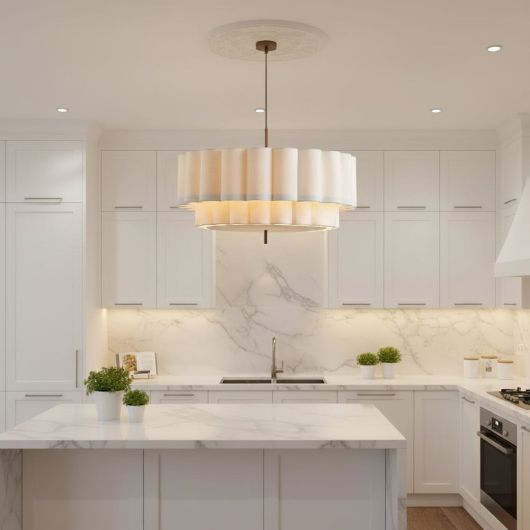 Linen Pendant Light – Modern Retro Chandelier