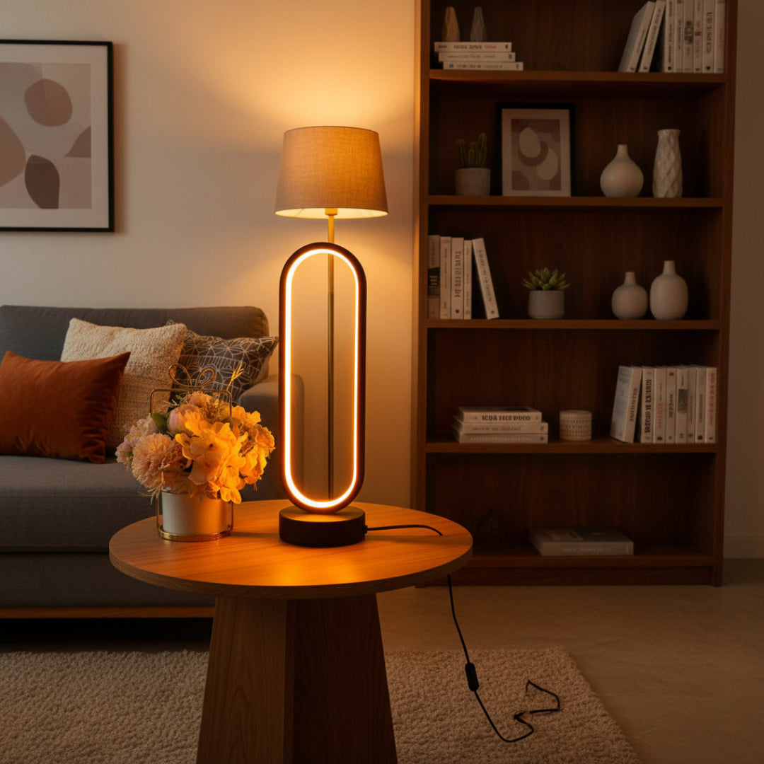 Modern Ring Bedside Lamp – Three-Color LED Light