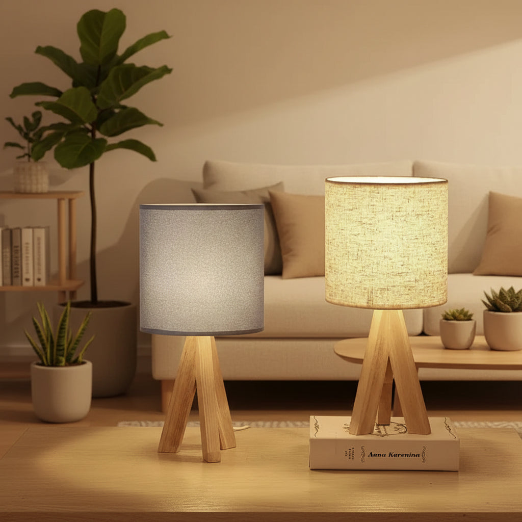 Wooden Table Lamp – Nordic Bedside Light