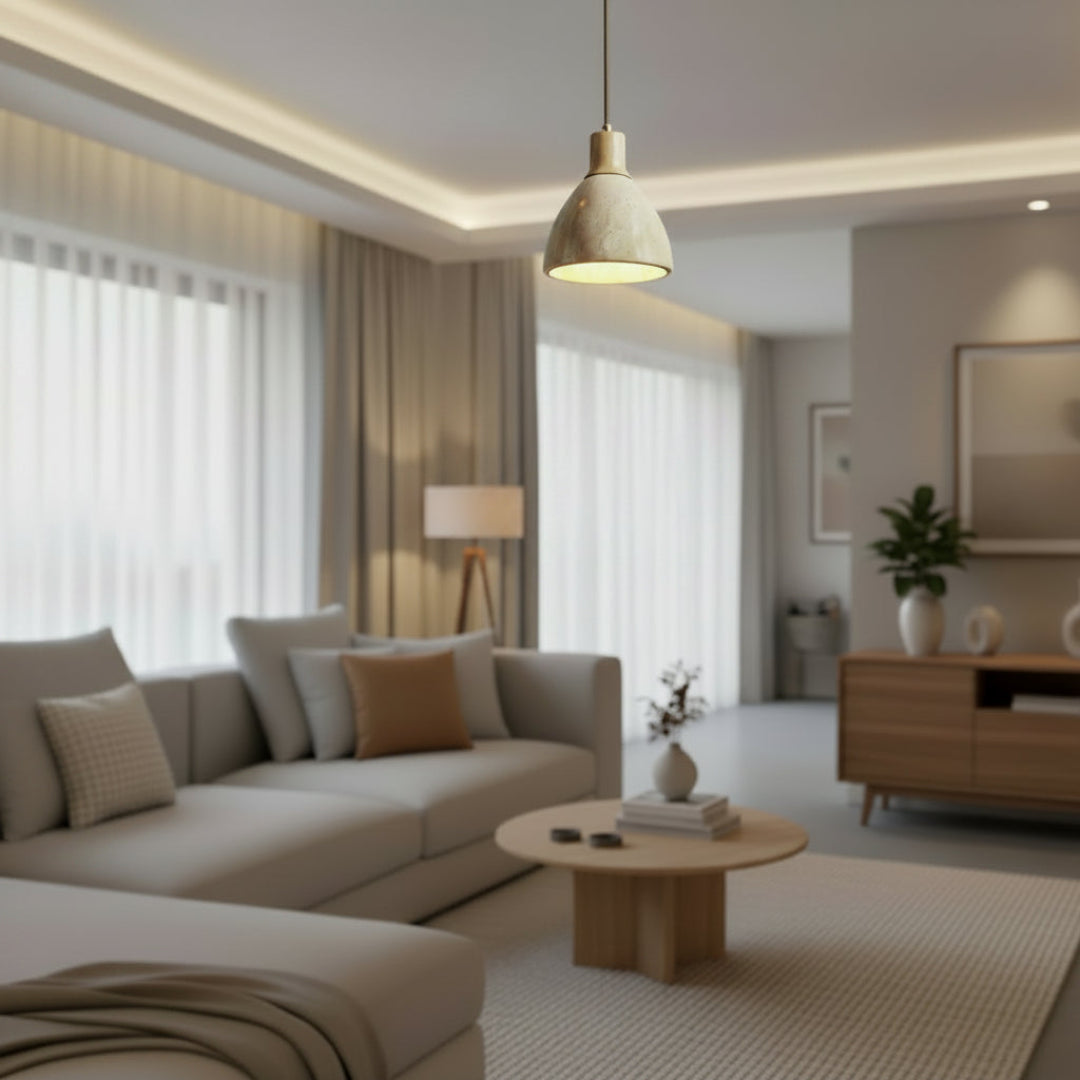 Natural Stone Pendant Light – Warm LED Glow
