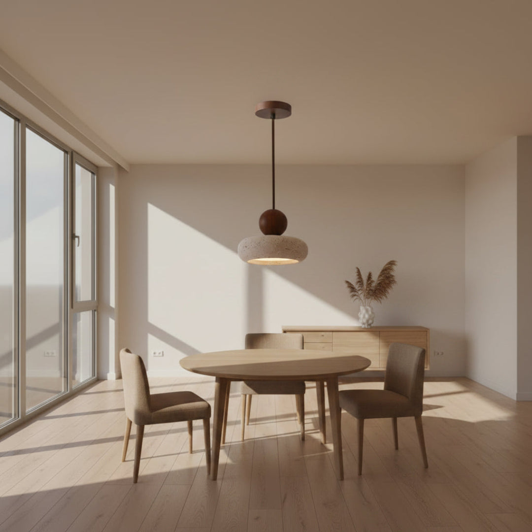 Natural Stone Pendant Light – Warm LED Glow