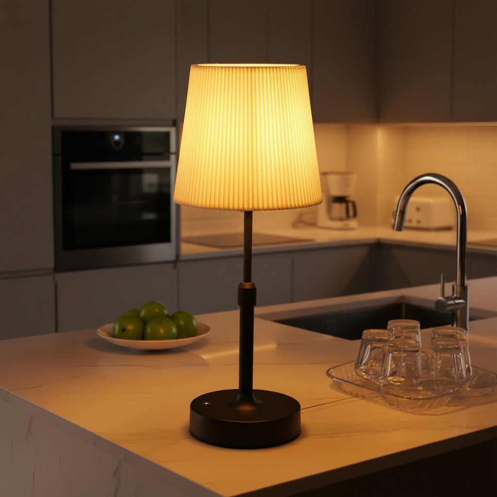 Fabric Rechargeable Touch Table Lamp – E12 Bulb Bedside Desk Light 2700K