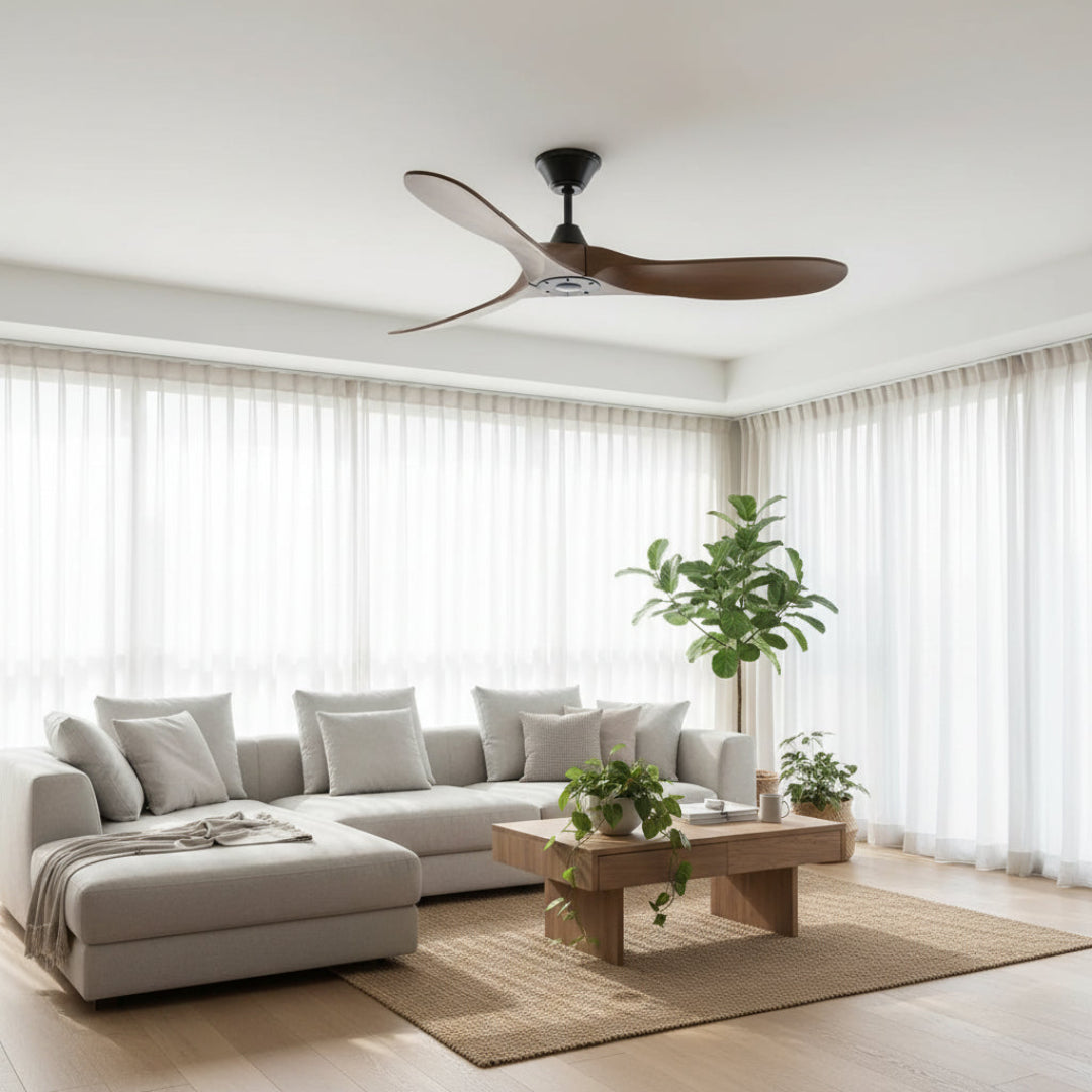 Wooden Ceiling Fan with Light – Reversible Motor