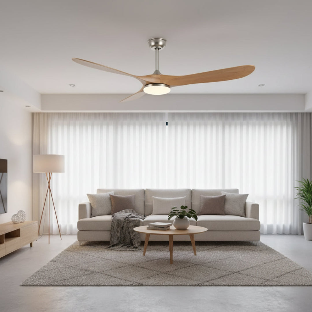 Wooden Ceiling Fan with Light – Reversible Motor